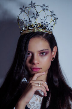 Teenage girl wearing tiara
