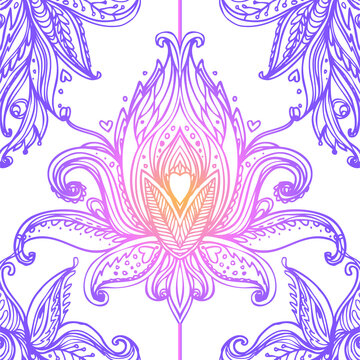 Lotus flower Sacred geometry symbol with all seeing eye over in acid colors. Mystic, alchemy, occult concept. Design for indie music cover, t-shirt print, psychedelic poster, flyer.
