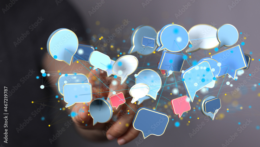 Poster hand holding using mobile phone with email icon on screen. concept of business communication