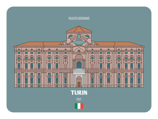 Palazzo Carignano in Turin, Italy. Architectural symbols of European cities