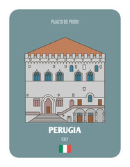 Palazzo dei Priori in Perugia, Italy. Architectural symbols of European cities