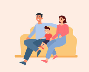 father and mother with children - parenting illustrated design