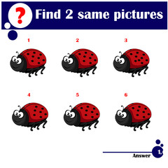 Fototapeta premium Kids educational games collection. Cute ladybug