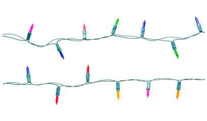 Christmas lights string isolated on white background with clipping path.