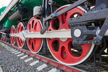 Running gear of steam locomotive.