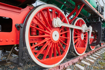 Running gear of steam locomotive.
