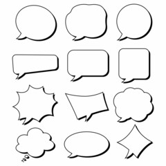 vector black and white speech bubbles, Bubble comic speech set, great design for any purposes. Sticker design. vector illustration