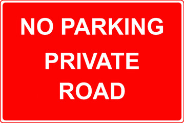 No parking on the private road sign