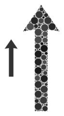 Send up vector composition of circle dots in various sizes and color tinges. Circle dots are combined into send up vector illustration. Abstract vector illustration.