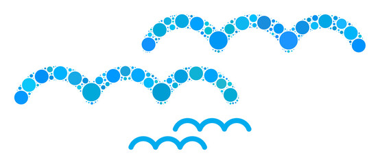 Fototapeta premium Water surface vector collage of round dots in different sizes and color shades. Round dots are united into water surface vector illustration. Abstract vector illustration.