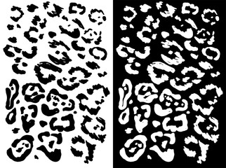 Abstract leopard skin pattern. Jaguar, leopard, cheetah, Panther. Black and white texture set irregular lines with spots inside abstract vector