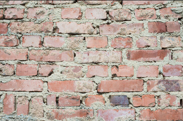 Textured background, empty copy space for text, brick wall structure, old cruny brickwork