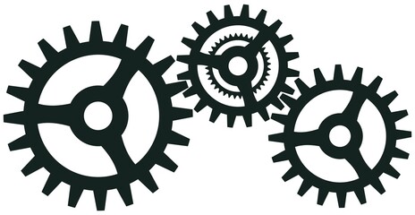 Zahnrad Getriebe Symbol in schwarz als vektor. Isolierter weißer Hintergrund.