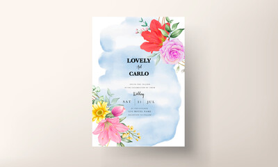 beautiful watercolor floral wedding invitation card set