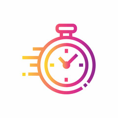 Sport timer line icon in gradient color. Stopwatch vector outline sign.