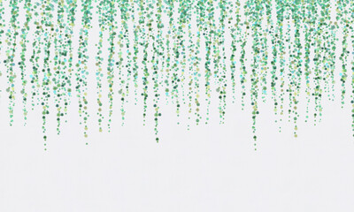 Watercolor abstraction. Hanging branches with round leaves.