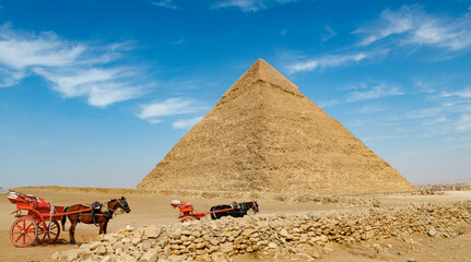 Valley of the pyramids of Giza in Egypt