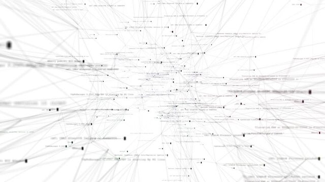 Many black cursors move continuously from left to right, typing the text of a voluminous abstract computer program on a white background.