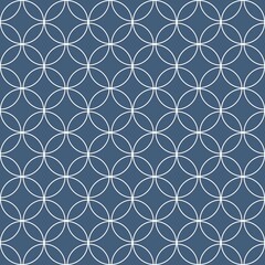 Fototapeta premium White and Blue circle pattern line, seamless background. The seamless geometric pattern of circles. Wrapping paper.