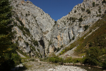Fototapeta na wymiar Valley bottom at Cares Natural Park in the north of Spain