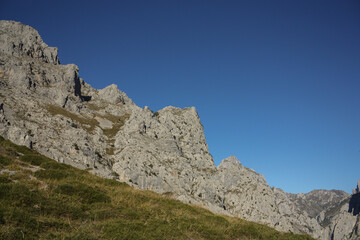 Rocky ridge across the sky at Cares Natural Park in the north of Spain