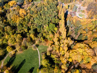 Aerial Autumn view of South Park in city of Sofia, Bulgaria