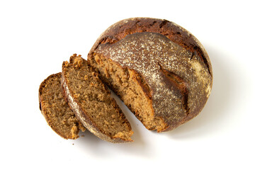 Rye bread on a white background