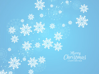 Merry Christmas festival soft blue background with snowflakes