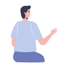 young man sitting back