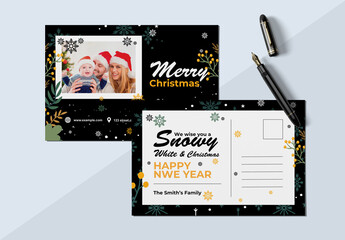 Merry Christmas Post Card Design Layout