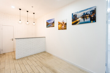 The new office reception area, clean and bright.