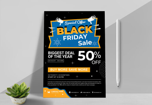 Black Friday New Year Party Flyer Layout Design