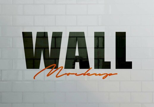 White Tile Wall Logo Mockup
