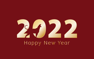 Happy Chinese New Year 2022 Zodiac Sign Tiger Gold Cutout For Greeting Card Flyer Poster