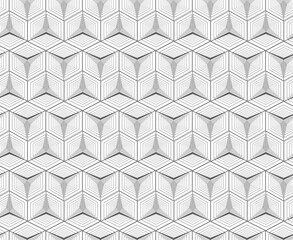 3d isometric image of the outlines of nested cubes. Seamless pattern