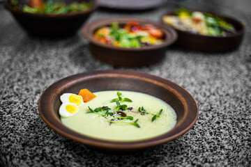poke bowl, vegetarian food, vegan, proper nutrition, natural food, wholesome food, cream soup, vegetables, microgreens