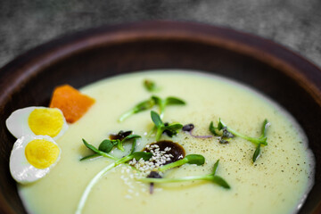 poke bowl, vegetarian food, vegan, proper nutrition, natural food, wholesome food, cream soup, vegetables, microgreens