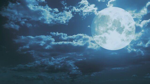 Moon behind the clouds fantasy video.