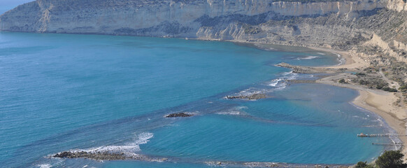 Naklejka premium The beautiful Zapallo Bay Episkopi Beach Limassol in Cyprus 