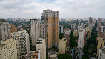 Fototapeta na wymiar Beautiful residential buildings. Most expensive buildings in São Paulo, Brazil. In the neighborhood of Moema and Vila Nova Conceição