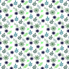 Spring pattern. Leaves, flowers. Plant pattern.