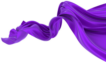 Beautiful flowing fabric of violet wavy silk or satin. 3d rendering image.