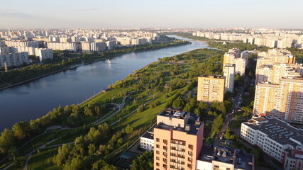 Fototapeta premium Moscow, Borisovskie prudy from sky (quadocopter view)