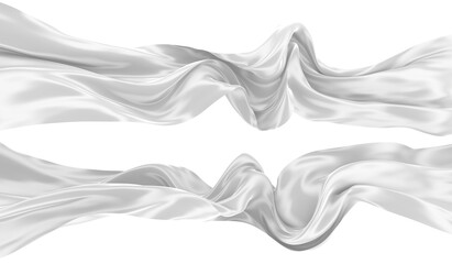 Beautiful flowing fabric of white wavy silk or satin. 3d rendering image.