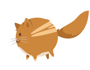 Round cat side view. Funny pet in cartoon style