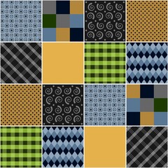 Seamless patchwork vector design with different patterns.