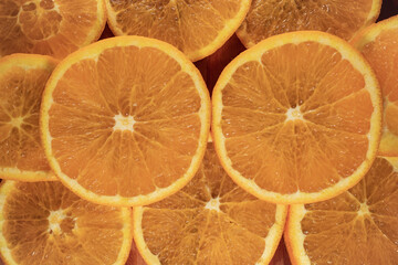 Top view of slices of brazilian orange, laranja-bahia.