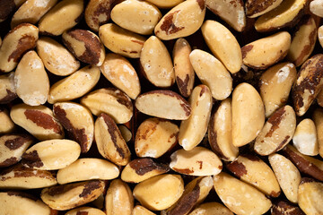 The top view of a bunch of Brazil Nuts.