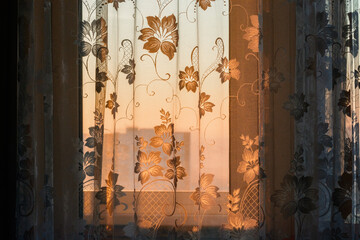 Curtain with pattern in the morning