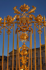 The Beautiful Facade of Chateau de Versailles (Palace of Versailles) with Golden Details near...